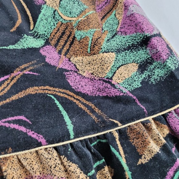 ZORA Womens Velvet Skirt Flared Layered Elastic Waist Size 16  Cotton Gold Belt - Picture 8 of 12